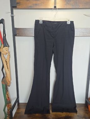 Theory Black Wide-Leg Linen Women's Pants